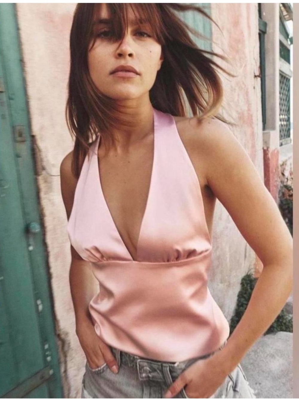 Zara Pink Satin halter top 
4764/021/622